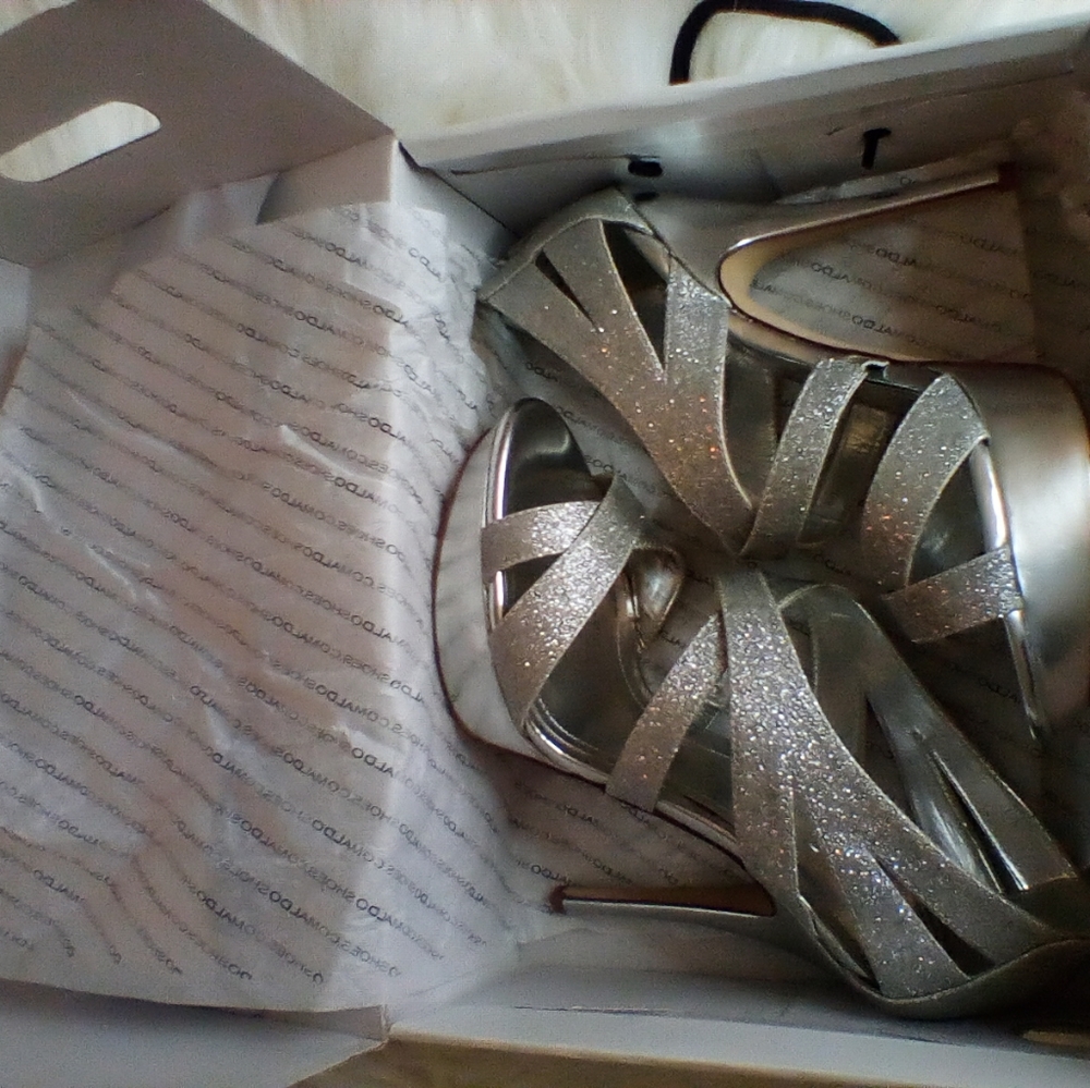 Silver Aldo thick strap sandles
